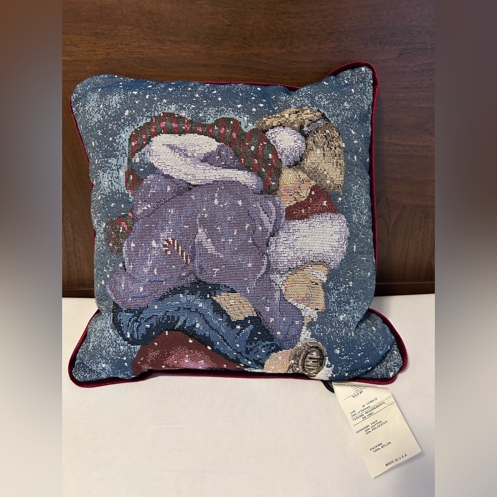 Portofino tapestry velvet Festive santa Holiday throw Pillow winter xmas